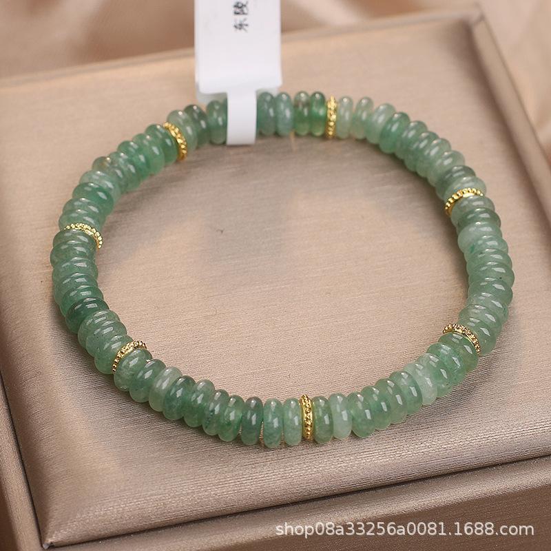 Natural Dongling Jade Abacus Beads Bracelet Women's Green Fresh White Chinese Style Natural Crystal Girlfriend Luxury HandString.