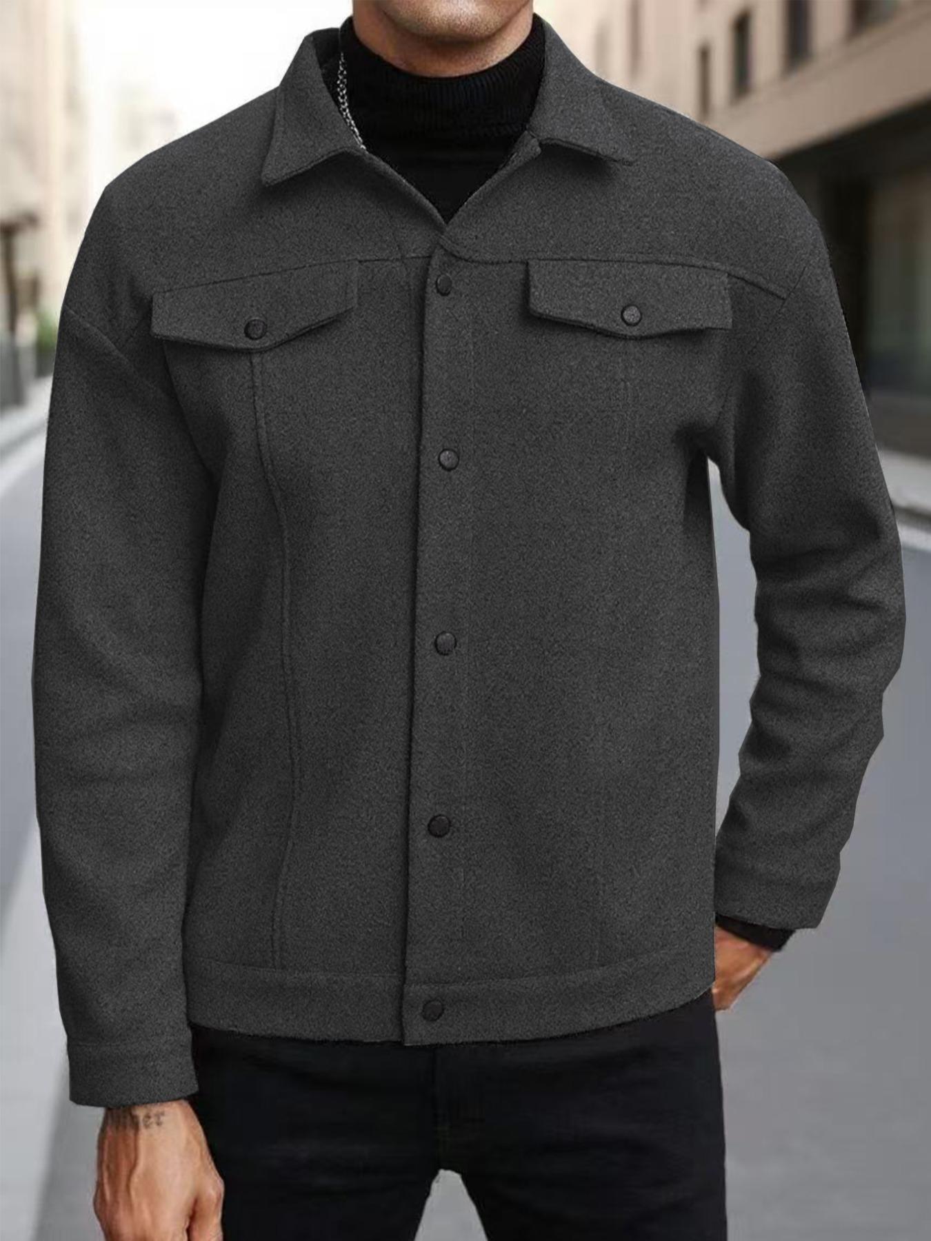 Men's Casual Wool Blend Jacket Coat, Stylish and Versatile Design for Both Casual and Formal Occasions, Perfect for All Seasons