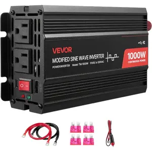VEVOR 4000W Power Inverter, 12V DC to 120V AC Modified Sine Wave Inverter, Solar Car Charger Converter with LCD Display, Remote Control, 2 USB Ports, 4 AC Outlets, Type - C Port, for RV, Truck Outdoor