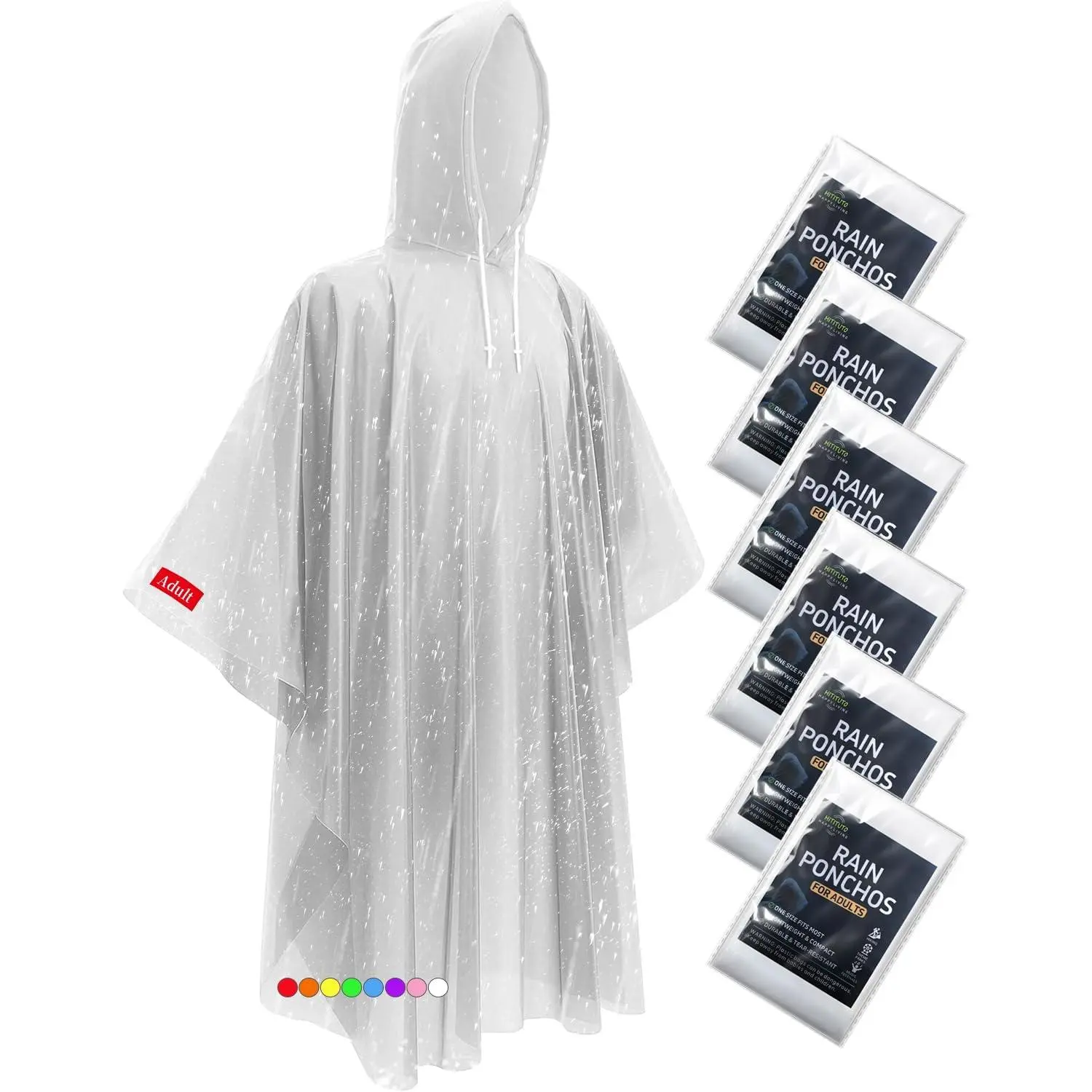 Rain Ponchos for Adults - Extra Long  Poncho with , 6/12/24 Family Pack Raincoat,   Kits