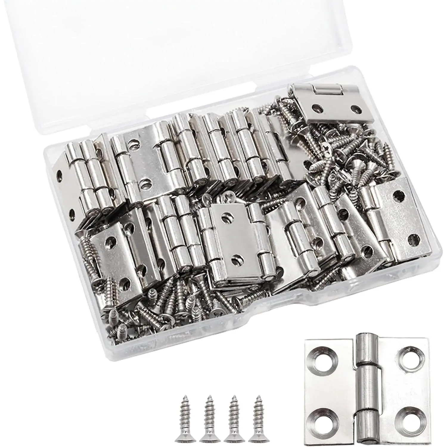30 Pack Stainless Steel Folding Hinge,  Cabinet Hinge, Window Hinges Small Hinges with 120 count Screws for  Furniture/Cabinet Projects/DIY Enthusiasts(1 Inch)