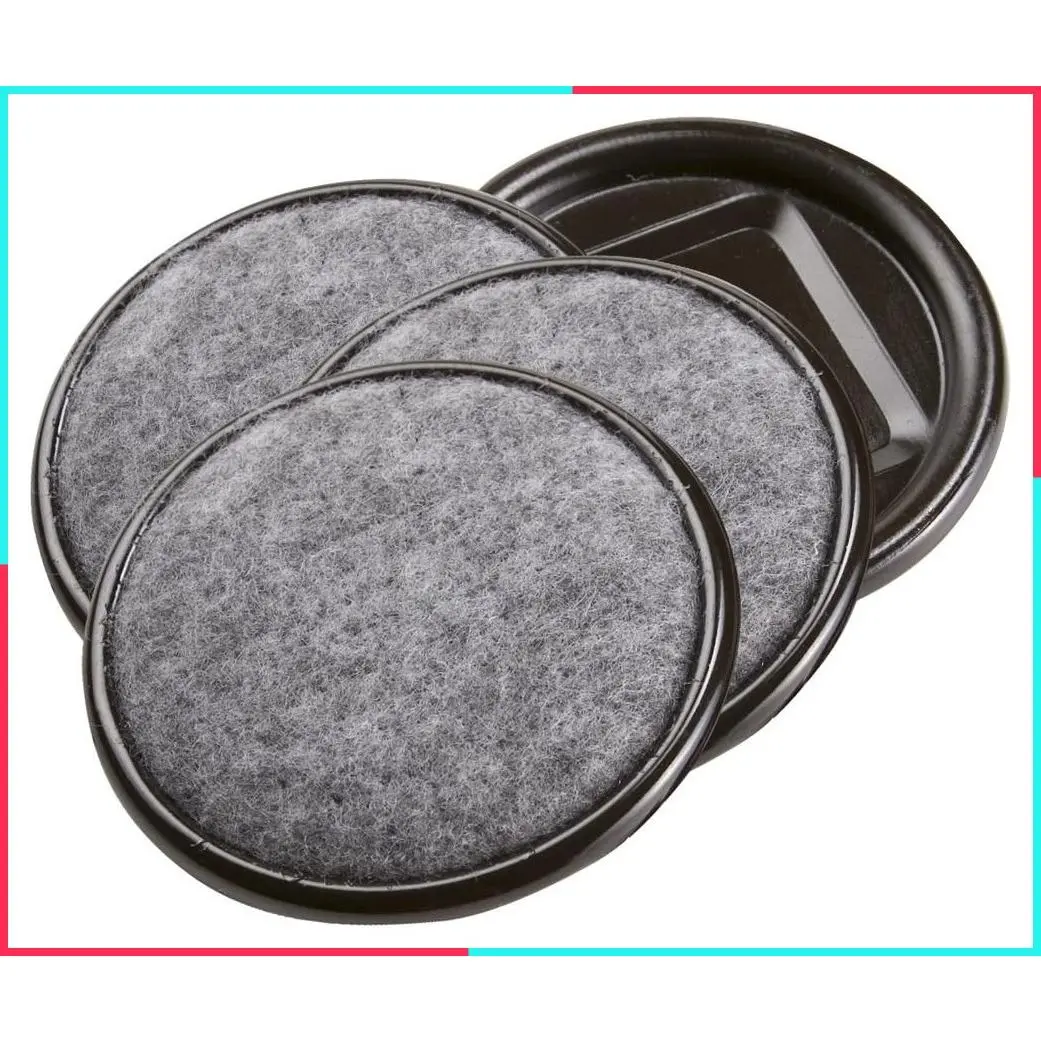 2-1/2" Round Reusable Furniture Caster Cups for Office Chairs, Desks, and Carts, Carpet and Hardwood Surface Protectors, 4-Pack, Brown