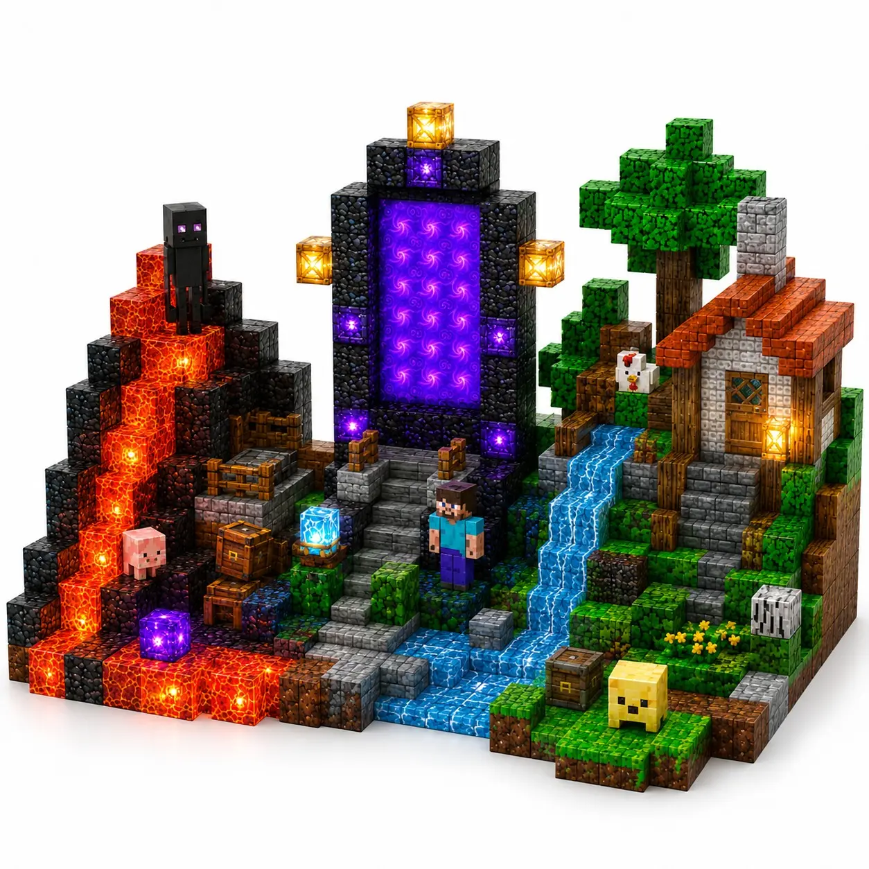Glowing Mystery Forest 200pcs Magnetic Blocks Toy, Kids Gift Set, Interactive Birthday Present, Stem Science Toys, Ages 3-12