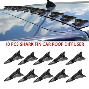 10Pcs Universal  Rear Roof Shark Fins Spoiler Wing Kit Car Roof Spoiler Bumper Spoiler Shark Fin Diffuser Vortex Generator