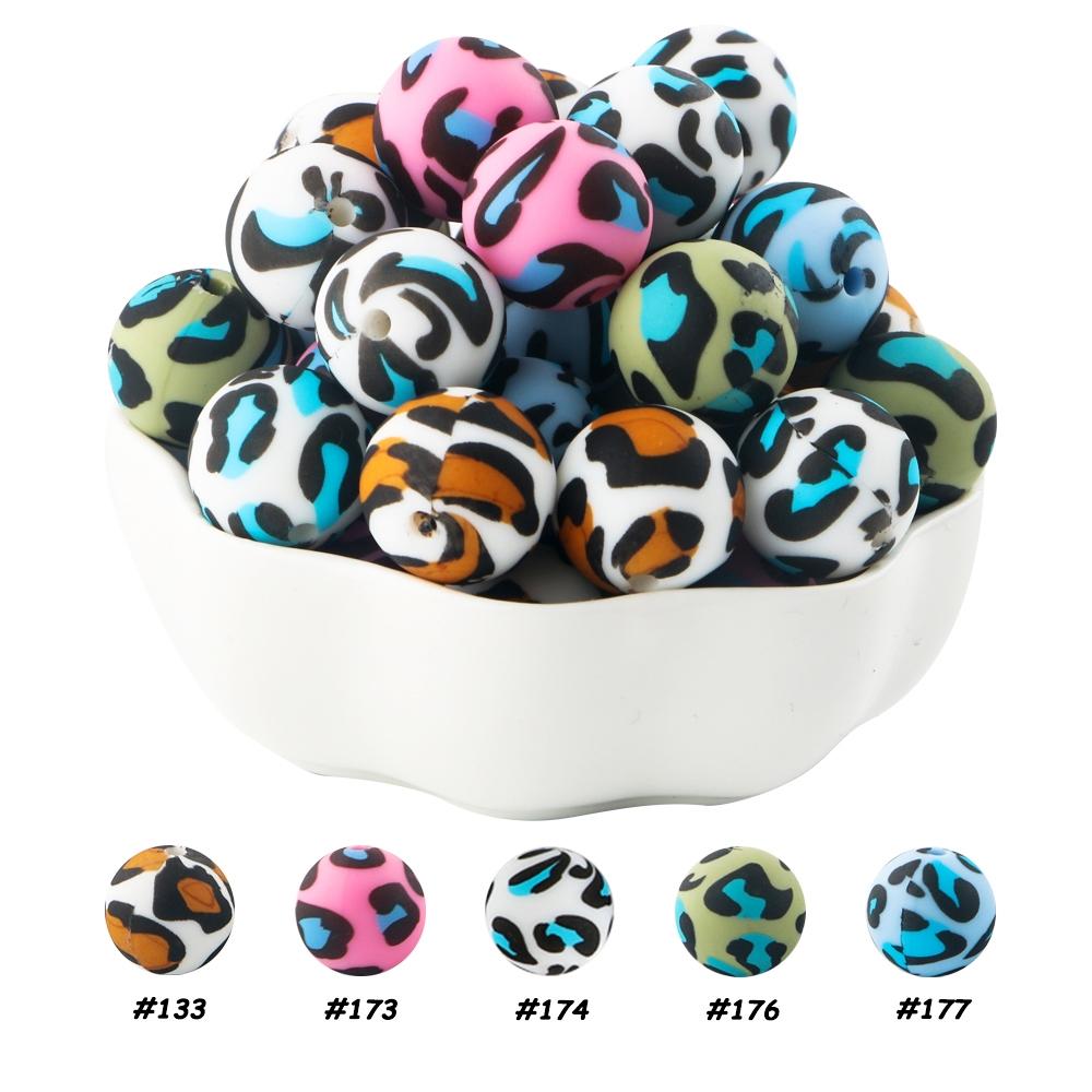 15mm Silicone Bead, 30pcs/set Round Printed Bead, DIY Jewelry Making Supplies for Bracelet Necklace Earrings Pendant, Beads Wholesale, Artificial Crafts, Diy Mix Beads