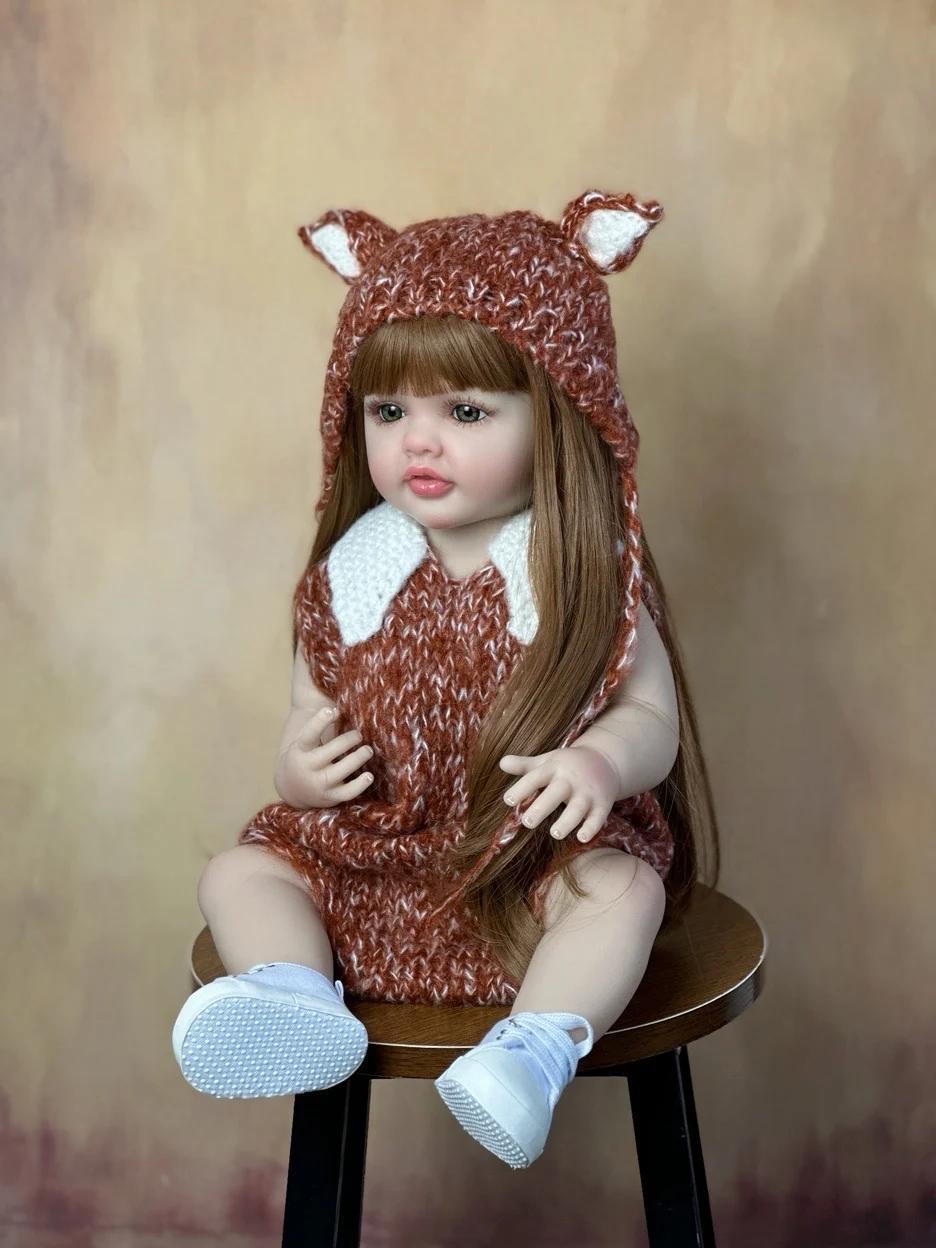 Lifelike Unisex Reborn Baby Doll - 55cm/22in, 1.4kg Full Soft Vinyl Full Body Princess Toddler Bebe, Princess Soft Dolls for 4-6 Years Old Kids, Birthday Present, Christmas Gift, Collectible Dolls, Cute Doll Collectible