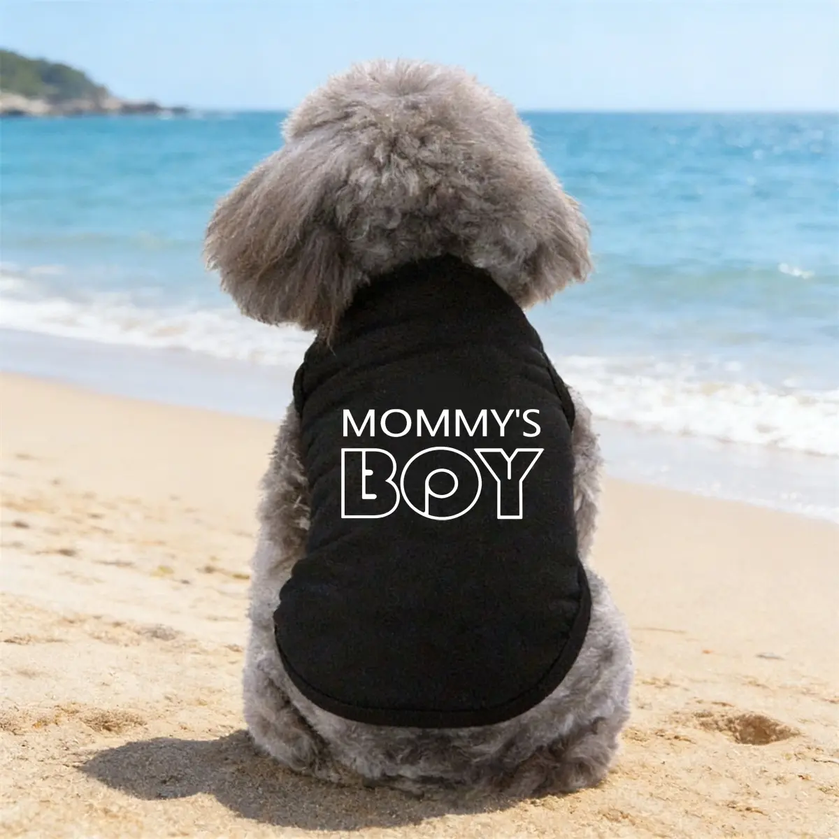 1pc Black Letter Pet Tank Top MOMMY'S BOY Personalized Printed Breathable Elastic Teddy Bear Malzis Small Dog Dog Cat Sleeveless Anti Hair Clothes