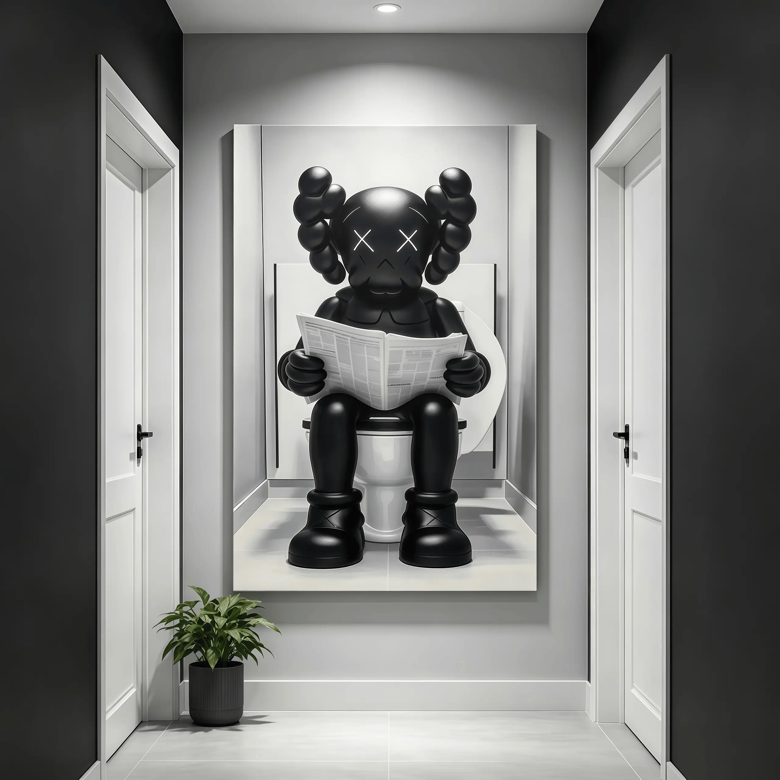 Solid Black Bathroom News Canvas Print, Hypebeast Bathroom Wall Art, Funny Bathroom Hypebeast, Funny Toilet Wall Decor, Black and White Bathroom Poster, Modern Bathroom Artwork, Humorous Restroom Decor, Trendy Aesthetic Wall Art, Guest Bathroom Decor