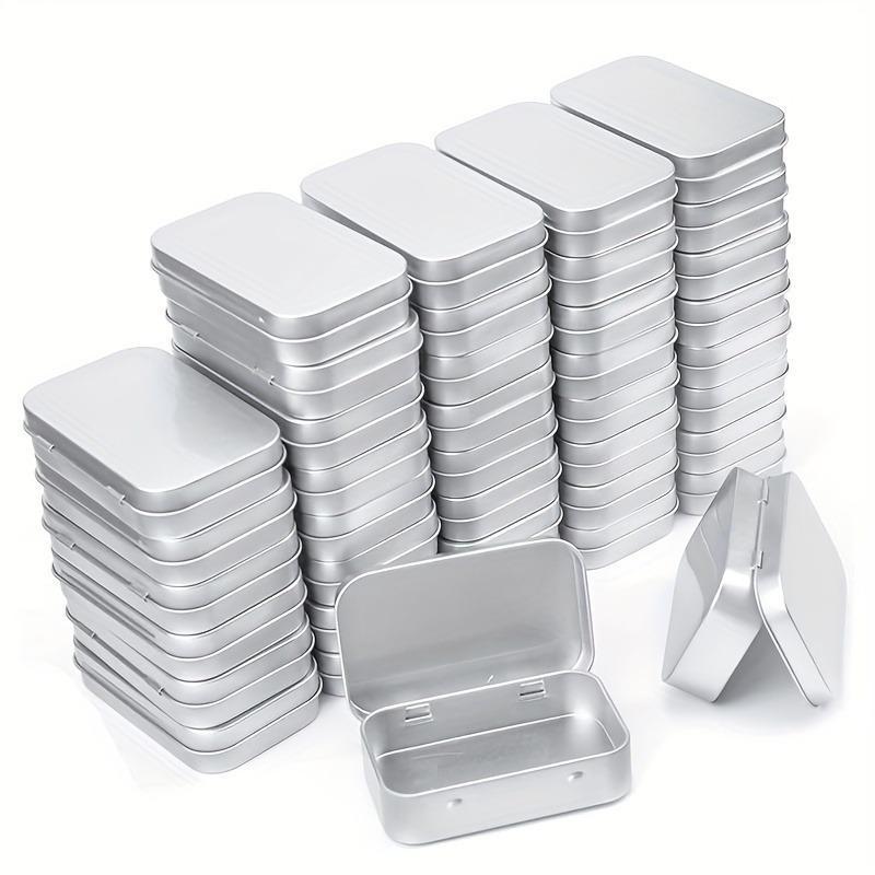 Rectangular Storage Tin Box, 12pcs/set Mini Portable Empty Hinged Tin, Small Storage Container, Home Organizer for Drawing Pin Candies Jewelry Crafts, Durable Reinforced Organizer