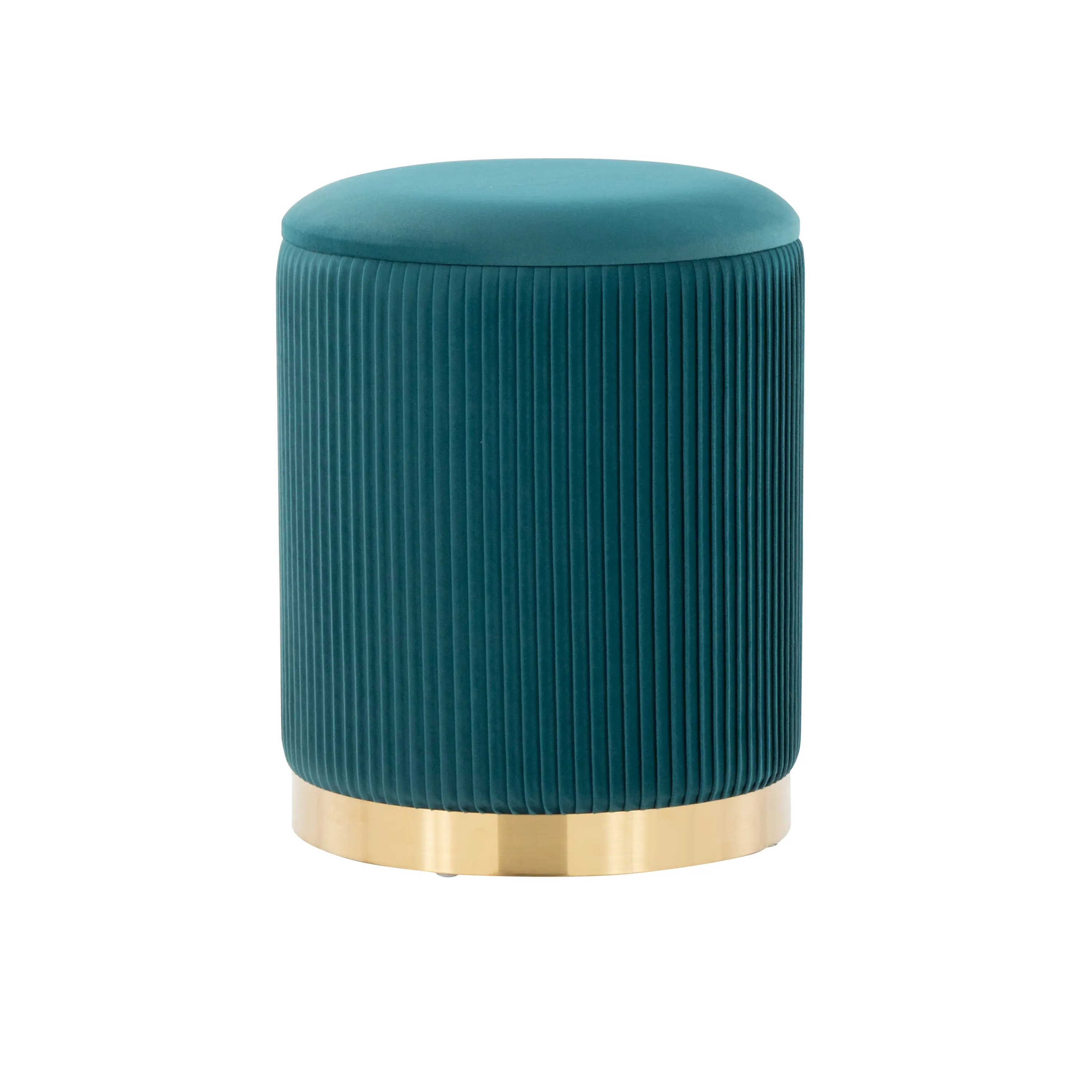 ARCH Nesting Pleated Ottoman Set with Gold Metal Frame and Peacock Teal Velvet Upholstery, 2-Piece Living Room Footstool Set, Modern Accent Stools for Home Decor, Space-Saving Stackable Foot Rest, Home Furniture and Household Product Search Terms