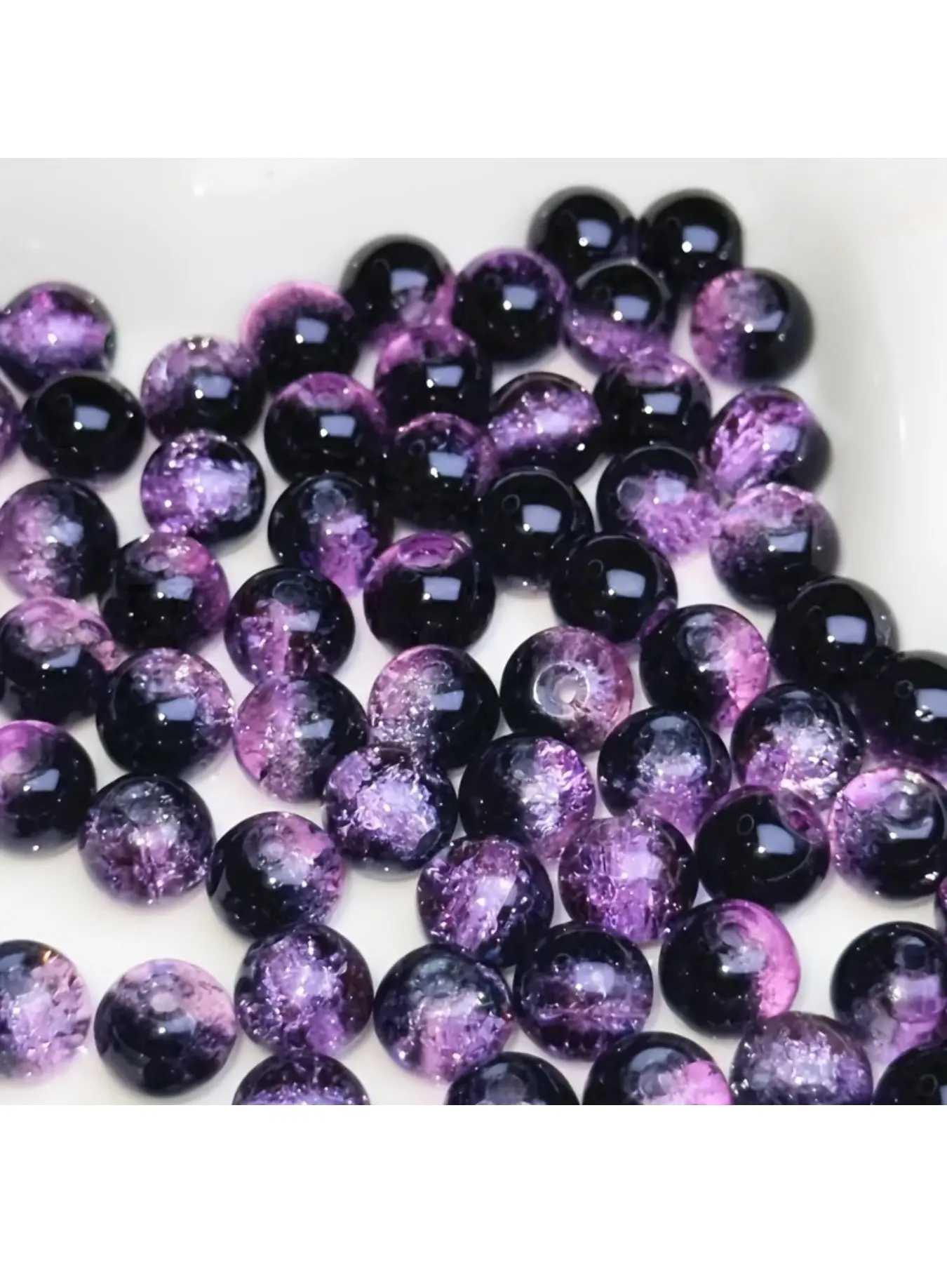 100pcs High-quality Black and Purple Glass Beads, Suitable for Handmade DIY Jewelry Accessories, Ideal for Daily Wear in Bracelets, Necklaces, and Earrings, Halloween Jewelry Accessories Bead Assortments