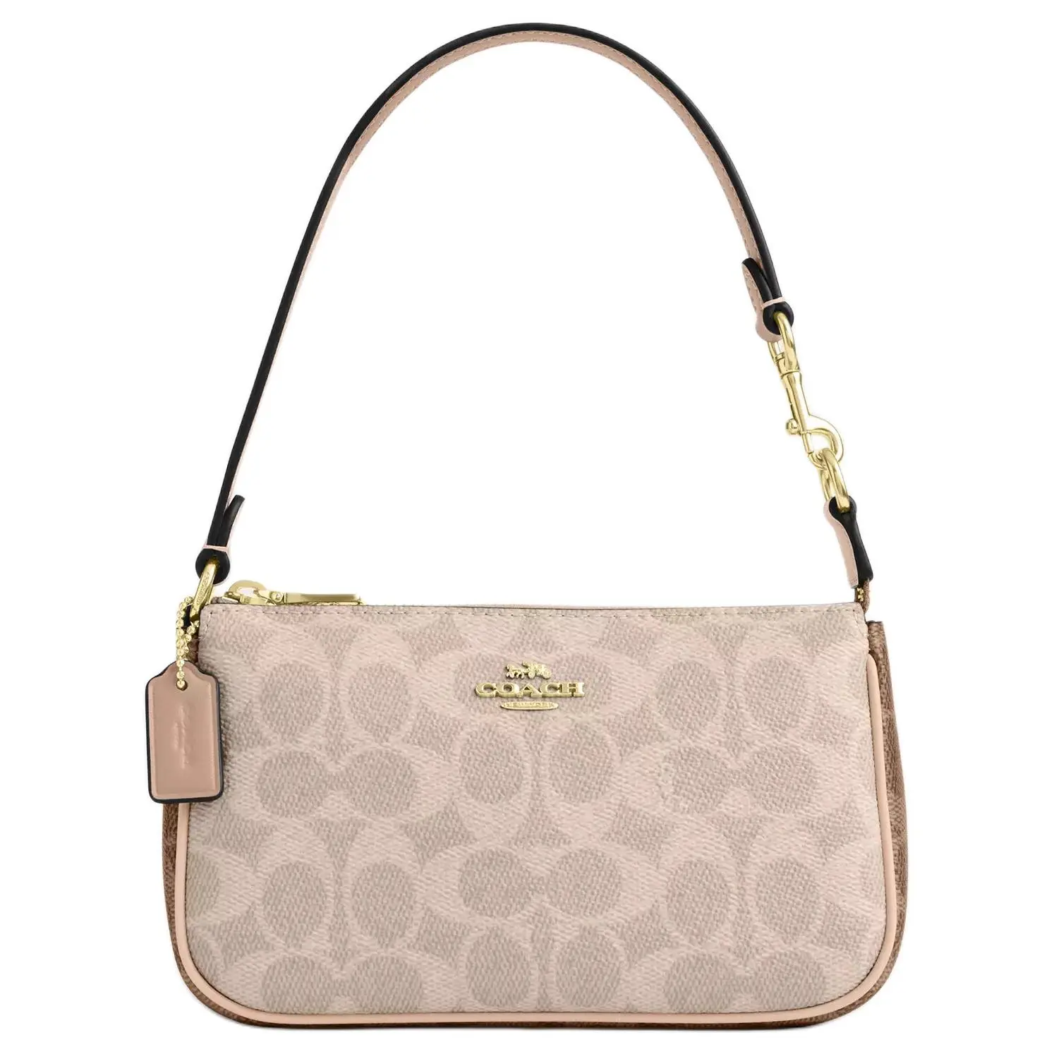 COACH Nolita 19 Signature Print Zip-Top Crossbody Bag for Women, Coated Canvas, Beige
