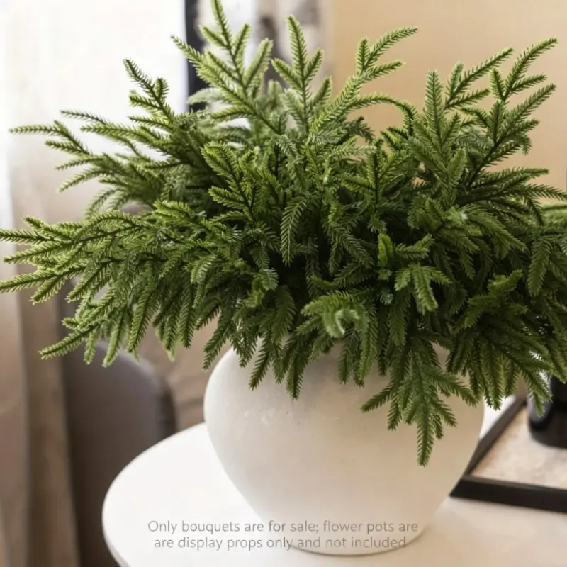 10 Pcs Bendable Artificial Norfolk Pine Branches, Flexible Pine Needle Greenery Stems, Fake Evergreen Sprigs for Floral DIY Garland Vase Decor, Indoor‑Outdoor Home Garden, Christmas Thanksgiving Holiday Decoration