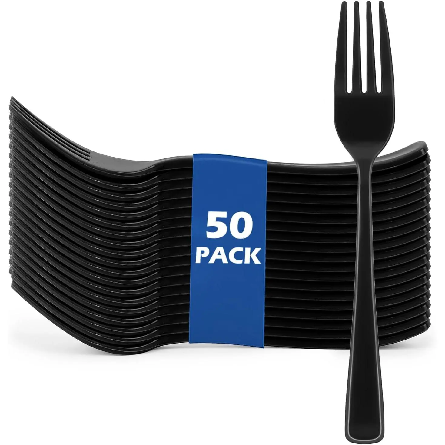 50 count Black Plastic Forks Set