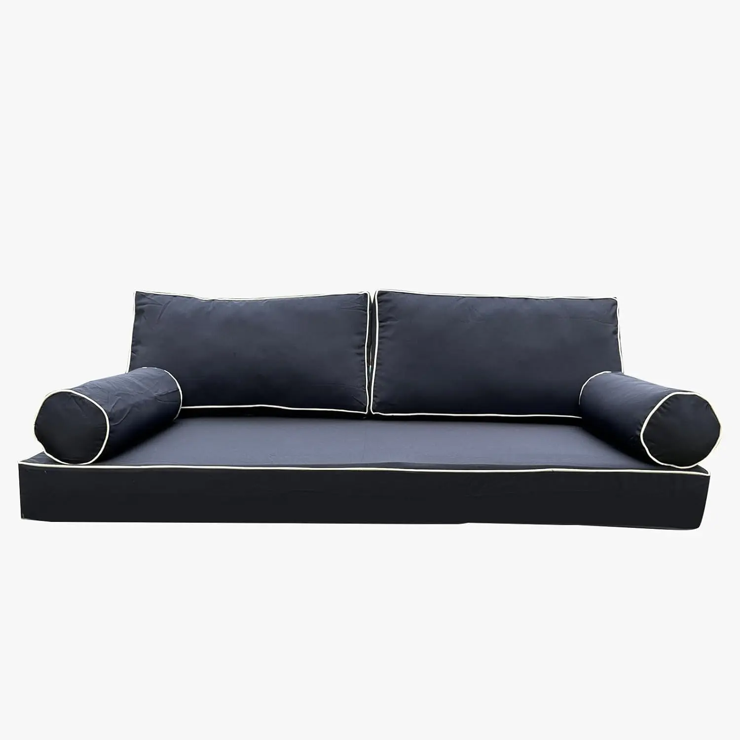 Outdoor Daybed Cushion Cover ,Daybed Mattress Bolster Pillow Fitted Sheet Cover, Size Outdoor Daybed Cushion Cover(Cover ONLY Size 6" D x 75" W x 39" H, Blue Gray with Black Trim