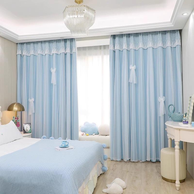 Double Layer Curtain, 2 Counts/set Modern Simple Solid Color Curtain, Window Drapes for Home Living Room Bedroom Decor