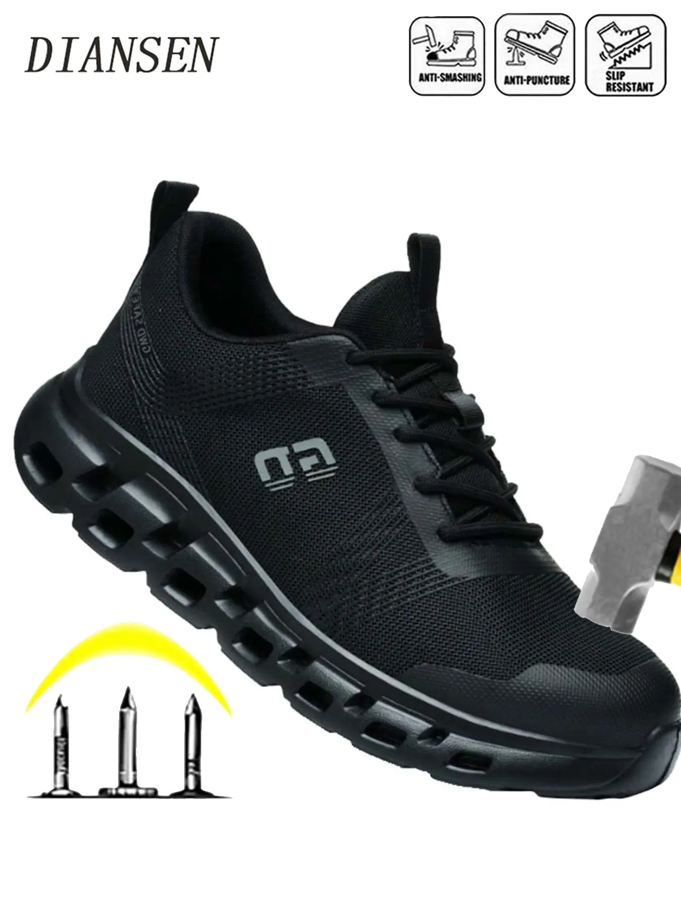 Steel Toe Safety Work Shoes, Anti-Compression & Puncture Resistant, Lightweight Durable, Ideal for Construction, Warehouse, Gardening, Outdoor Jobs