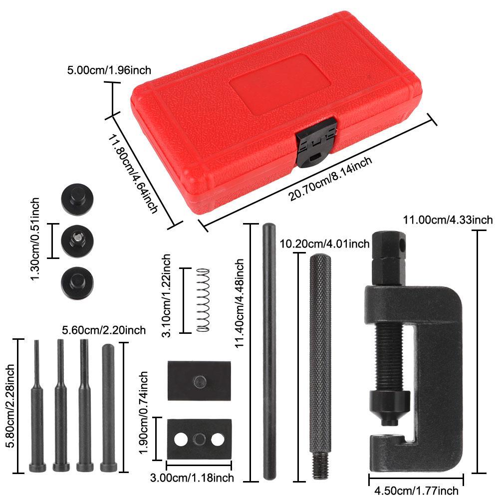 Motorcycle Chain Breaker, Motorcycle Bike Chain Splitter Link Riveter Set with Red Case, Car Repair Tool Kit, Mechanic Tool Kit, Multifunctional Tool Kit