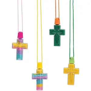 Cross Sand Bottle Necklaces & Craft Set – Religious Decor for Kids VBS Sunday School Faith-Based Activities & Christian Crafts – Religious Celebrations Parties & Gift Giving – 12 Piecesfidget toys