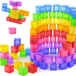 Magnetic Blocks - 52pcs Translucent Magnetic Cubes, Digit Building Blocks Magnet Toys for Kids, Rainbow STEM Creativity Toys 3+ Year Old Boys & Girls Toddlers Kids Christmas Birthday Giftsfidget toys