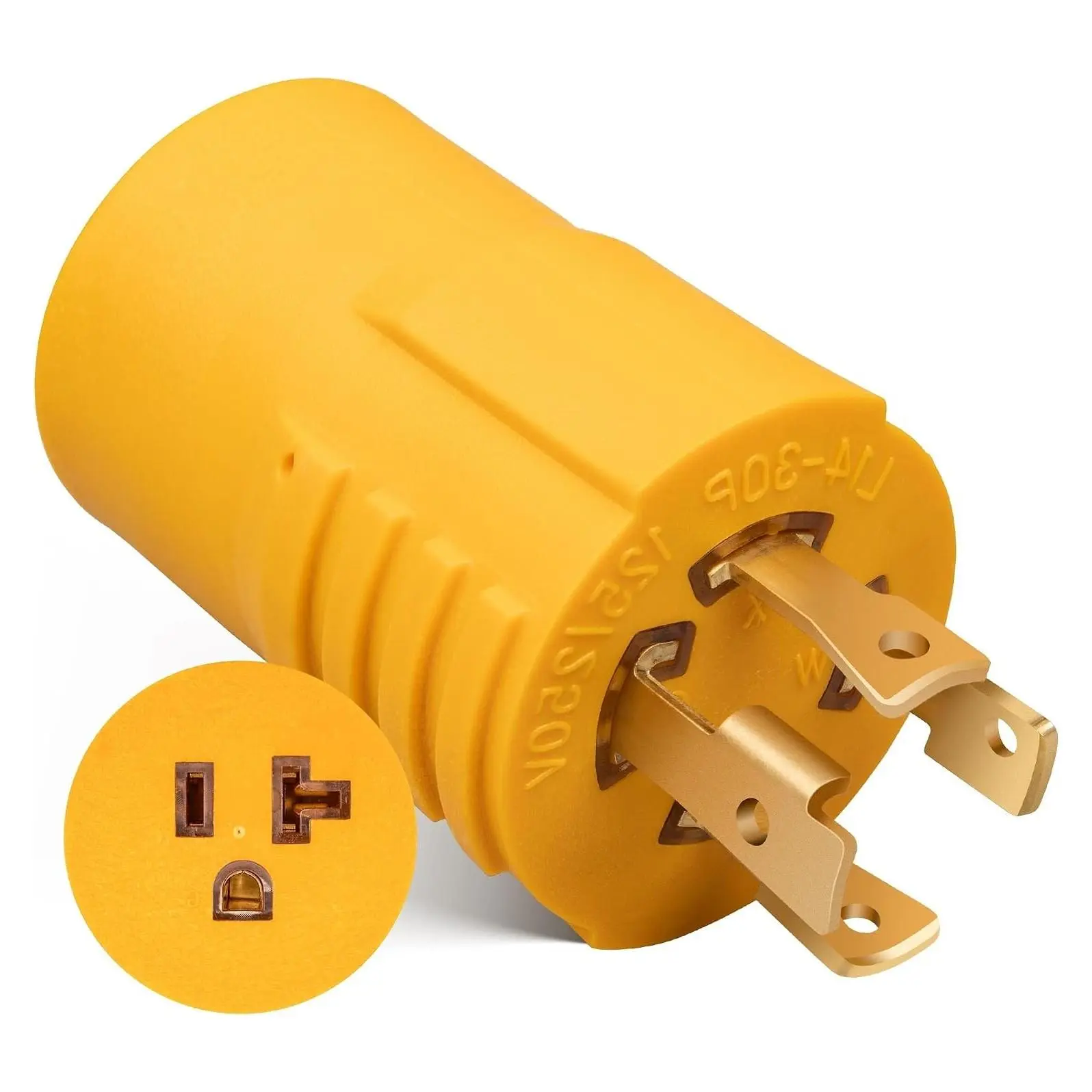 NEMA L14-30P to 5-15R 5-20R Generator Adapter, 4 Prong Twist Lock to 110V T-Blade, 30 Amp to 15/20 Amp Household Plug Distribution Adapter 125/250V 7500WGift