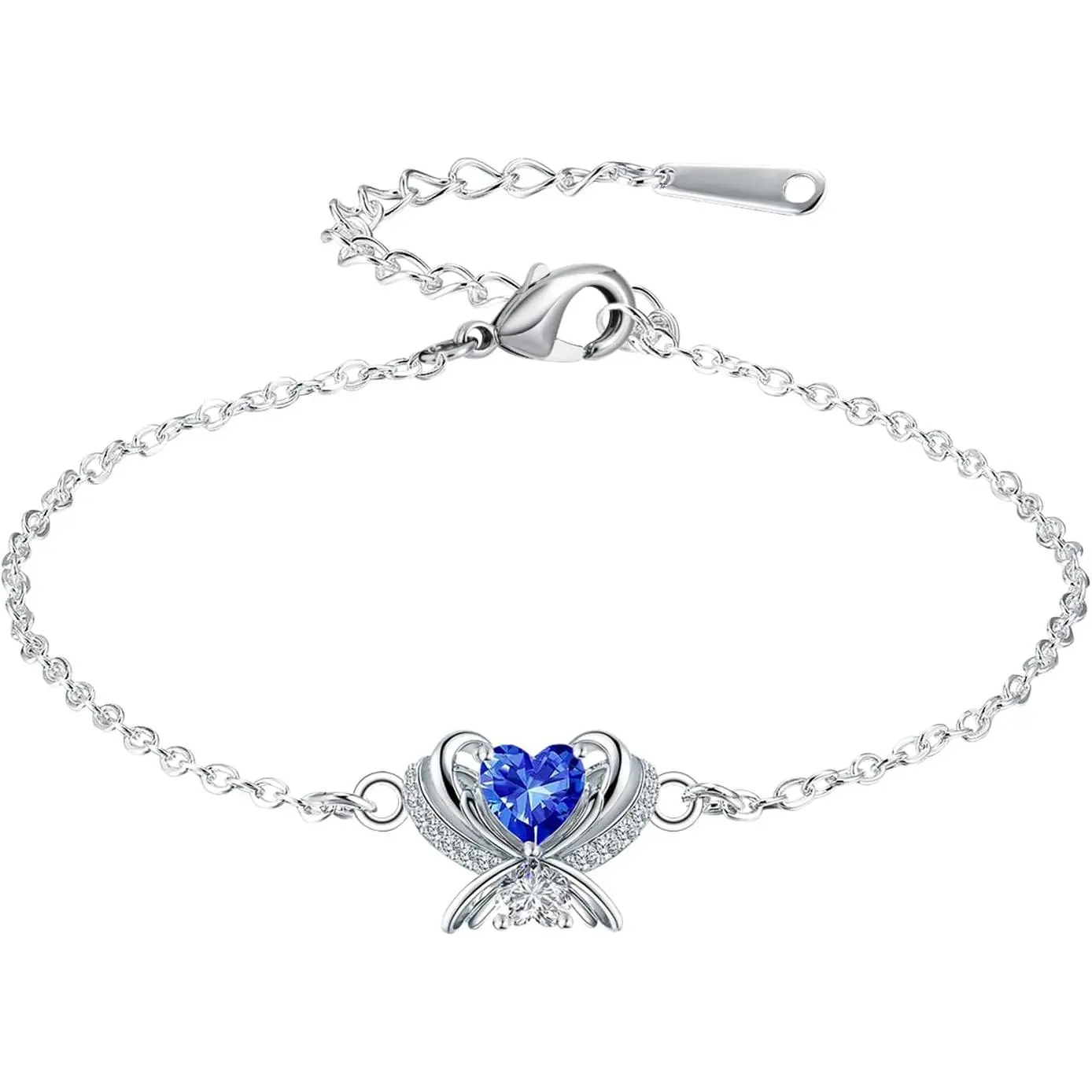 Bow Heart Birthstone Bracelet for Women |  Ribbon Bow Bracelet, Heart Birth Stone, Cubic Zirconia,  , Birthday  Day, Valentine's Day, Christmas