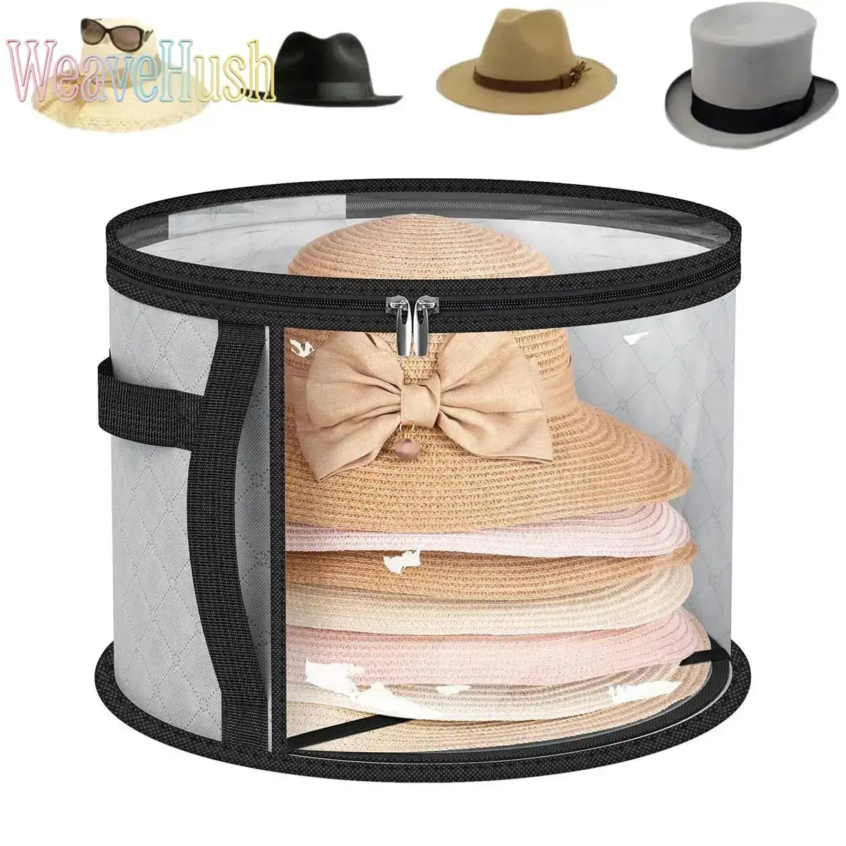 Oversized Clear Hat Storage Bag, Closet Organization Essentials, Dust‑Proof Hat Organizer with Carrying Handles, Holds Up to 7 Caps & Wide‑Brim Cowboy Hats for Wardrobe Storage