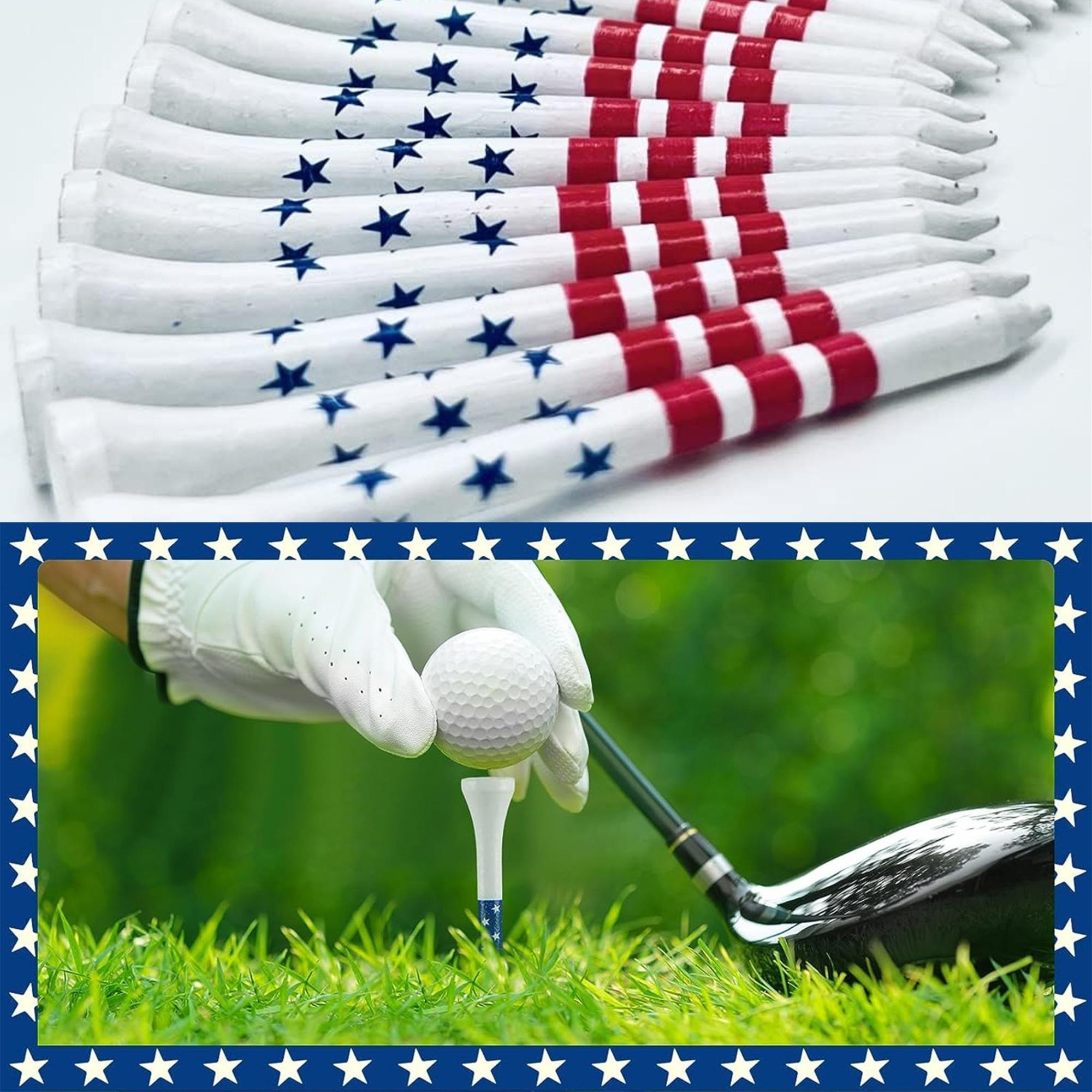 American Flag Golf Tees (50/100pcs), Wooden Golf Tees, Stars and Stripes Design Golfing Tees, Teens Golf Balls Game Accessories, Golf Equipment, Golf Supply