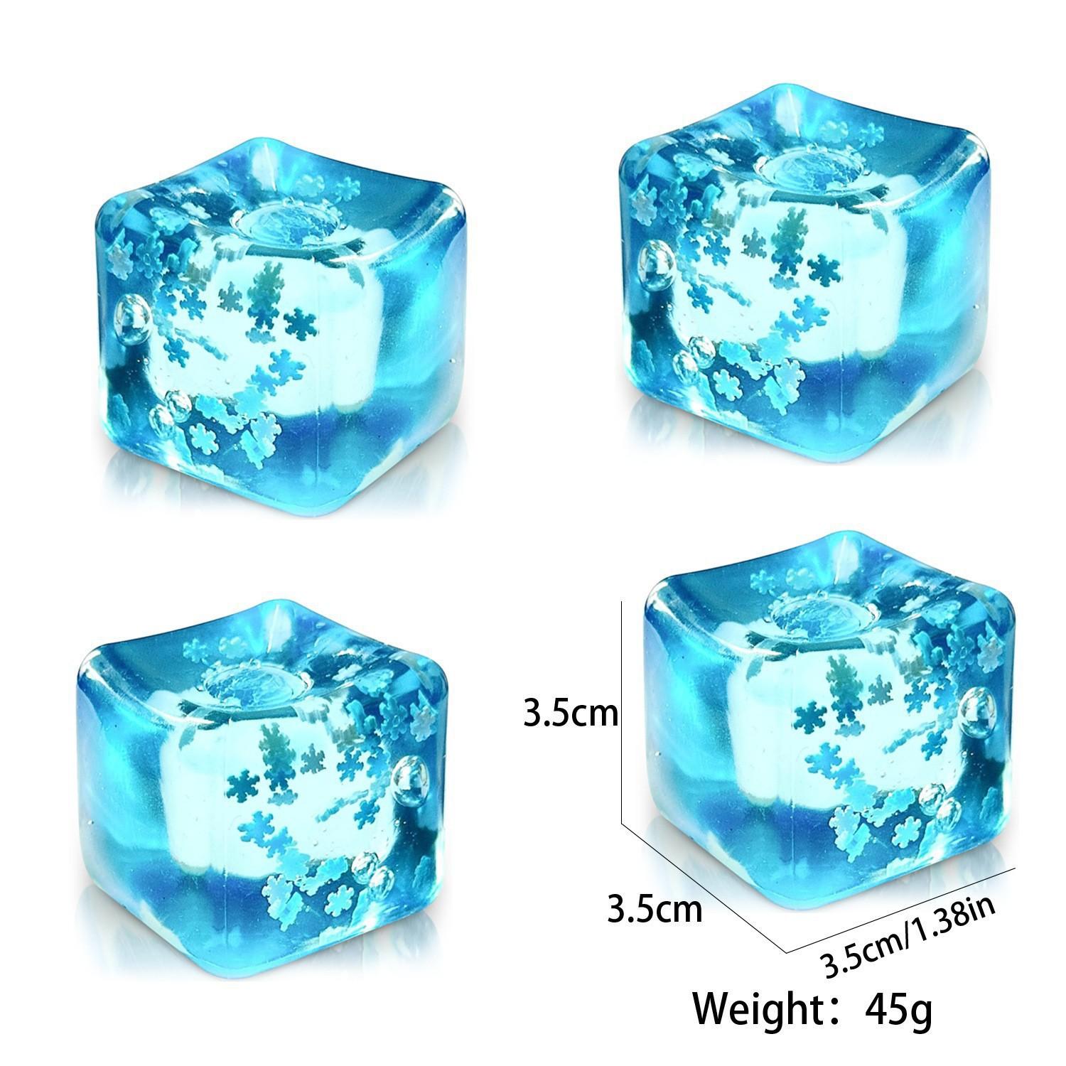 Stress Balls Ice Cube with Snowflakes Inside for Your Best Mellow and Chill, Snow Pieces Silent Nice Square Shape Anxiety Sensory Squishy Fidget Toy Slow Rise, Classroom Prizes, Calming Kids Adults
