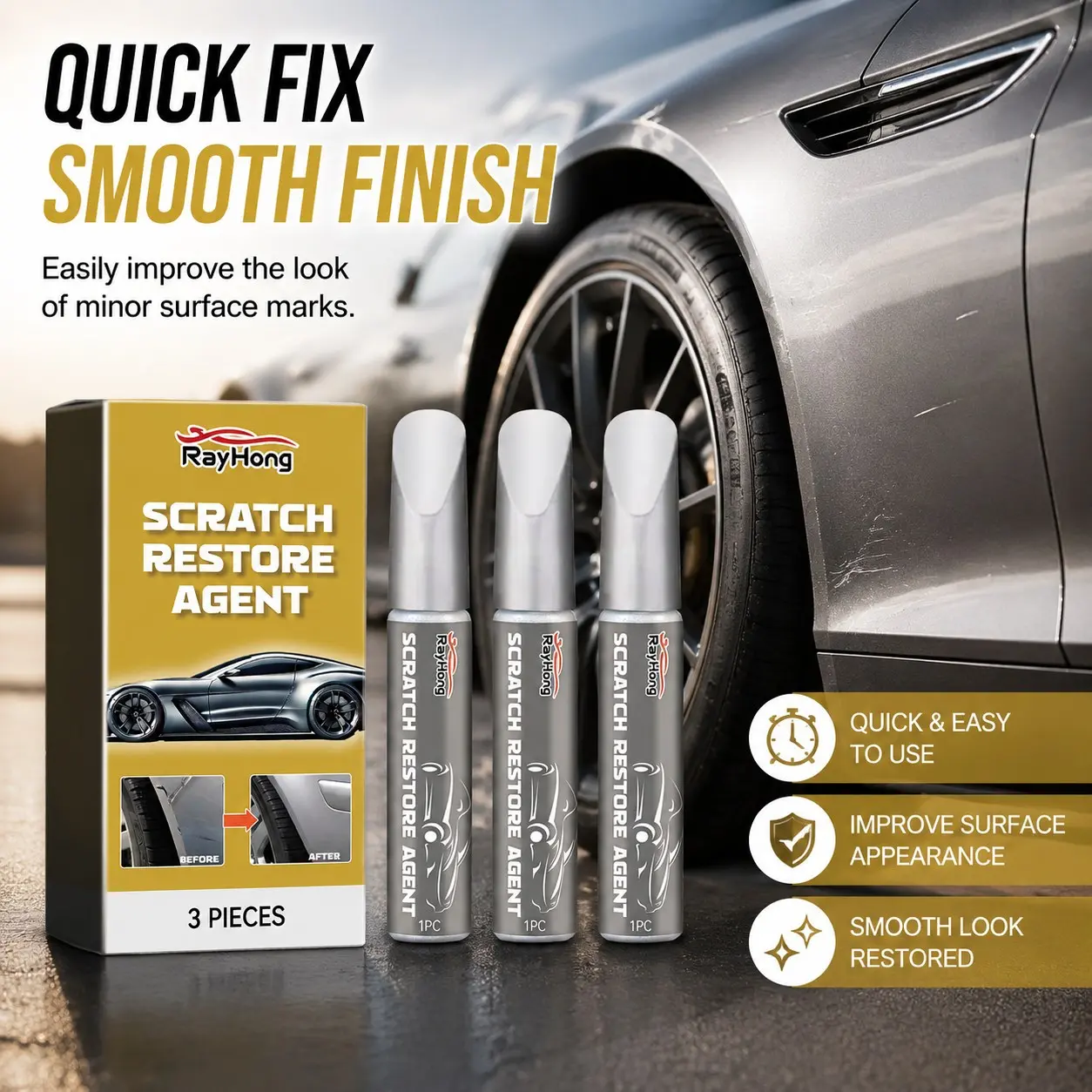 Car Touch Up Paint Pen Automotive Scratch Fix Tool for Scratches and Surface Marks Quick Dry Scratch Remover Fill Paint Pen for All Vehicles