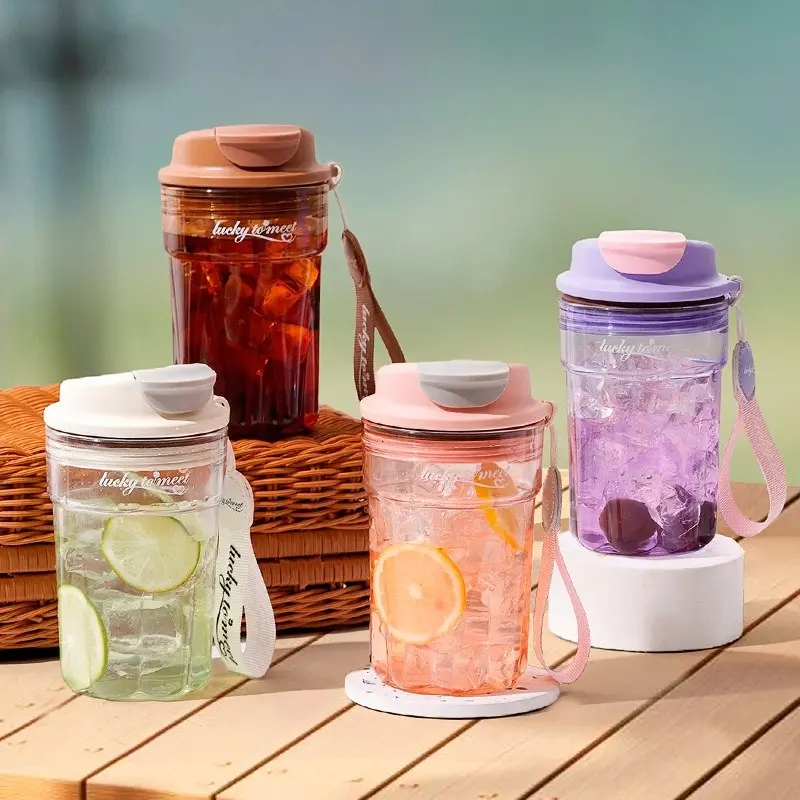 Coffee cup summer plastic cup large-capacity portable sports kettle, Gym Water Bottle, outdoor cup, cold drink cup, water cup, Straw Water Bottle, Reusable Portable Drinkware, Water Bottles With Straw