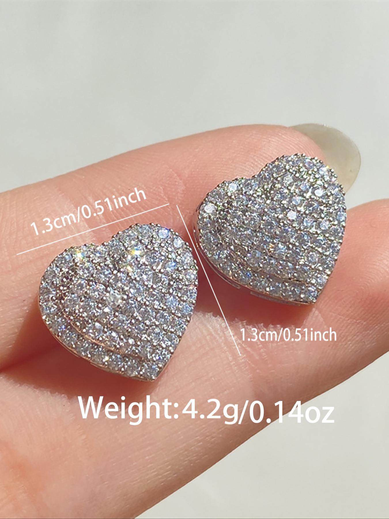 Elegant Heart Shaped Stud Earrings, Luxury Rhinestone Decor Stud Earrings, Fashion Matching Jewelry Accessories for Women, Rhinestone Decorated Bling, Studs Earrings