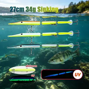 Three-Section Needle Fish Lure, Realistic Soft Plastic Fishing Bait, Ideal for Bass, Blackfish, Muskies, Freshwater & Saltwater Fishing