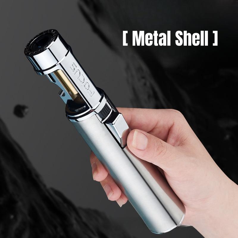 Windproof Jet Flame Lighter 2 In 1 Windproof Lighter - Torch Lighter With Adjustable Jet Flame And 360 Degree Rotation Ignition - Portable Camping Bbq Baking Lighter (Butane Gas Not Included)