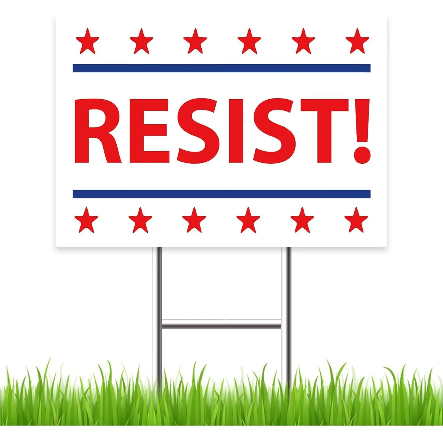 Resist! Yard Sign Double Sided Corrugated Plastic Outdoor Weatherproof Signs With H Stake 16"x24"