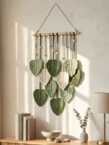 Boho Fringe Handmade Woven Wall Hanging, Leaf Tapestry, Nordic Living Room Decor, Airbnb Decoration, Wall Art for Home