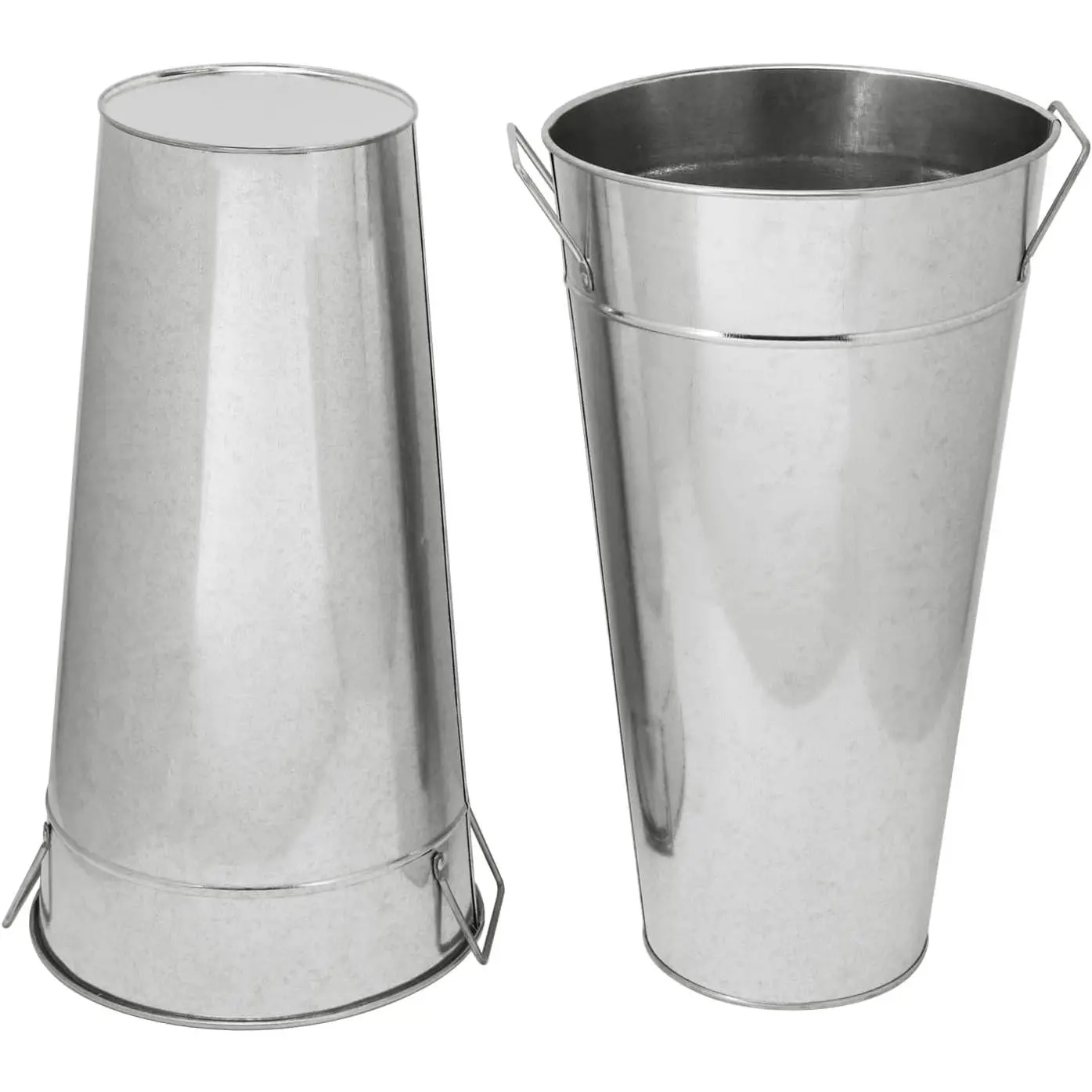 2 Pcs 15 Inch High Galvanized Metal Vase, French Flower Bucket Vases, Galvanized Vase for Any Farmhouse, Modern, or Traditional Setting.