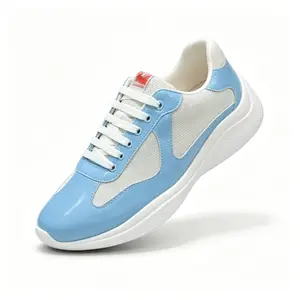 2026 New Men Shiny Patent Leather Mesh Breathable Retro Gum Sole Fashion Athletic Sneakers