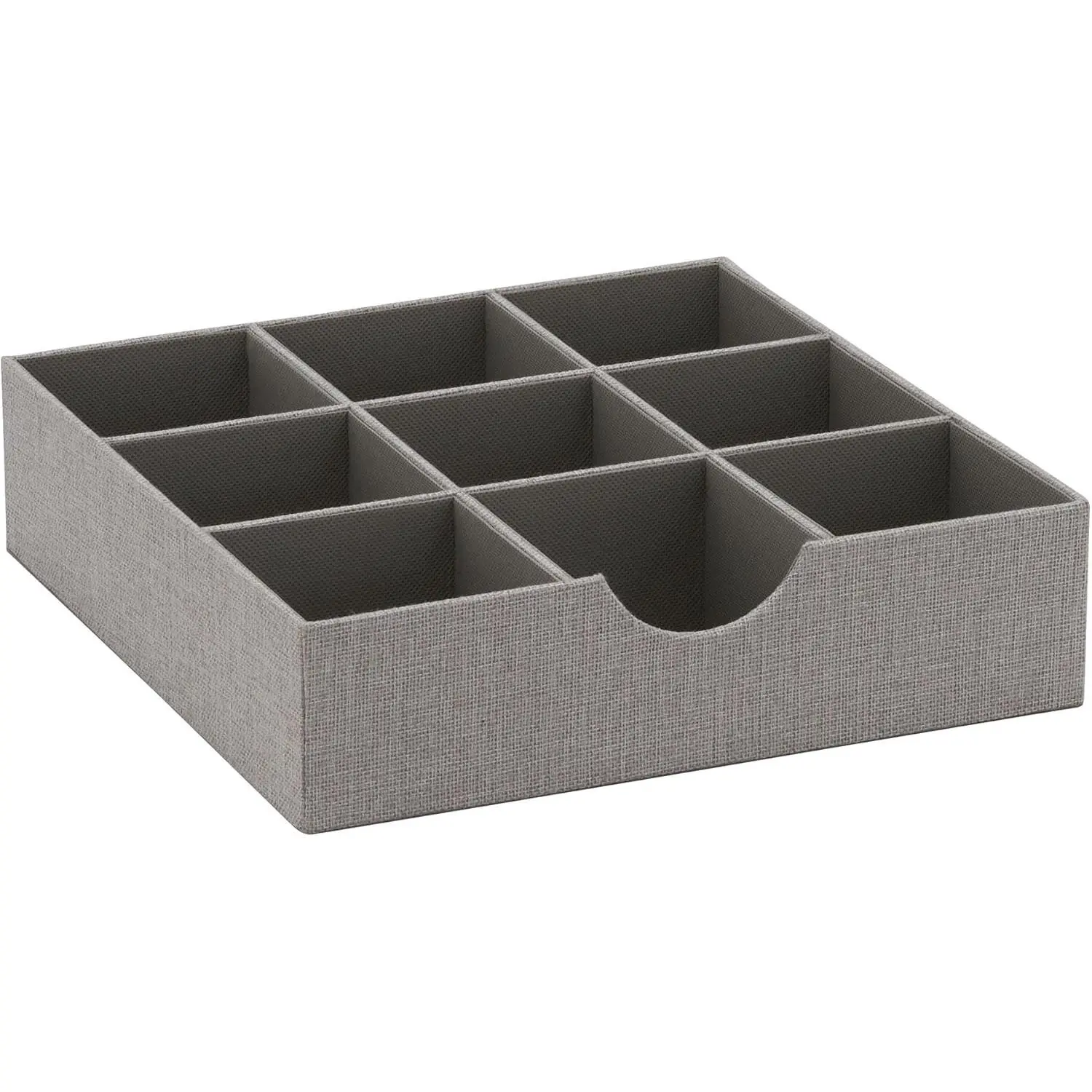 Grey 728-1 Deep 9 Section Drawer Organizer Box for Storage 12 in x 3.13