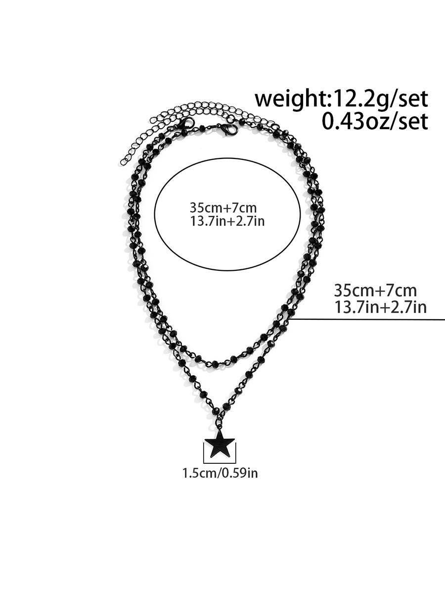 Streetwear Star Charm Pendant Necklace for Women, 2pcs/set Punk Beaded Necklace, Trendy Matching Jewelry, Fashion Goth Accessory for Pub, Party, Charms Necklace