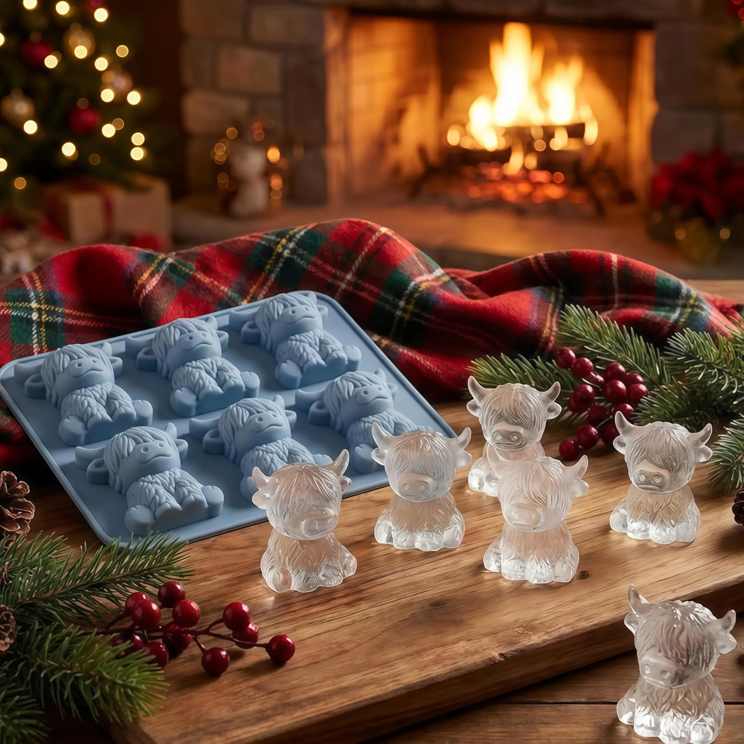 Cute Highland Cow Silicone Ice Cube Mold, Ice Molds, Easy Release, Reusable, Ideal for Home Kitchen Bar, Perfect for Drinks Events Gifts