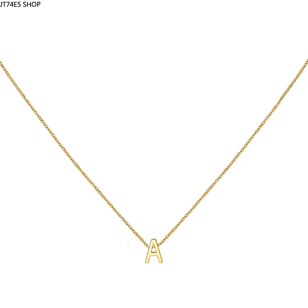 18K Gold Plated Letter Initial Necklace, Minimalist Alphabet Pendant Versatile Women Clavicle Chain