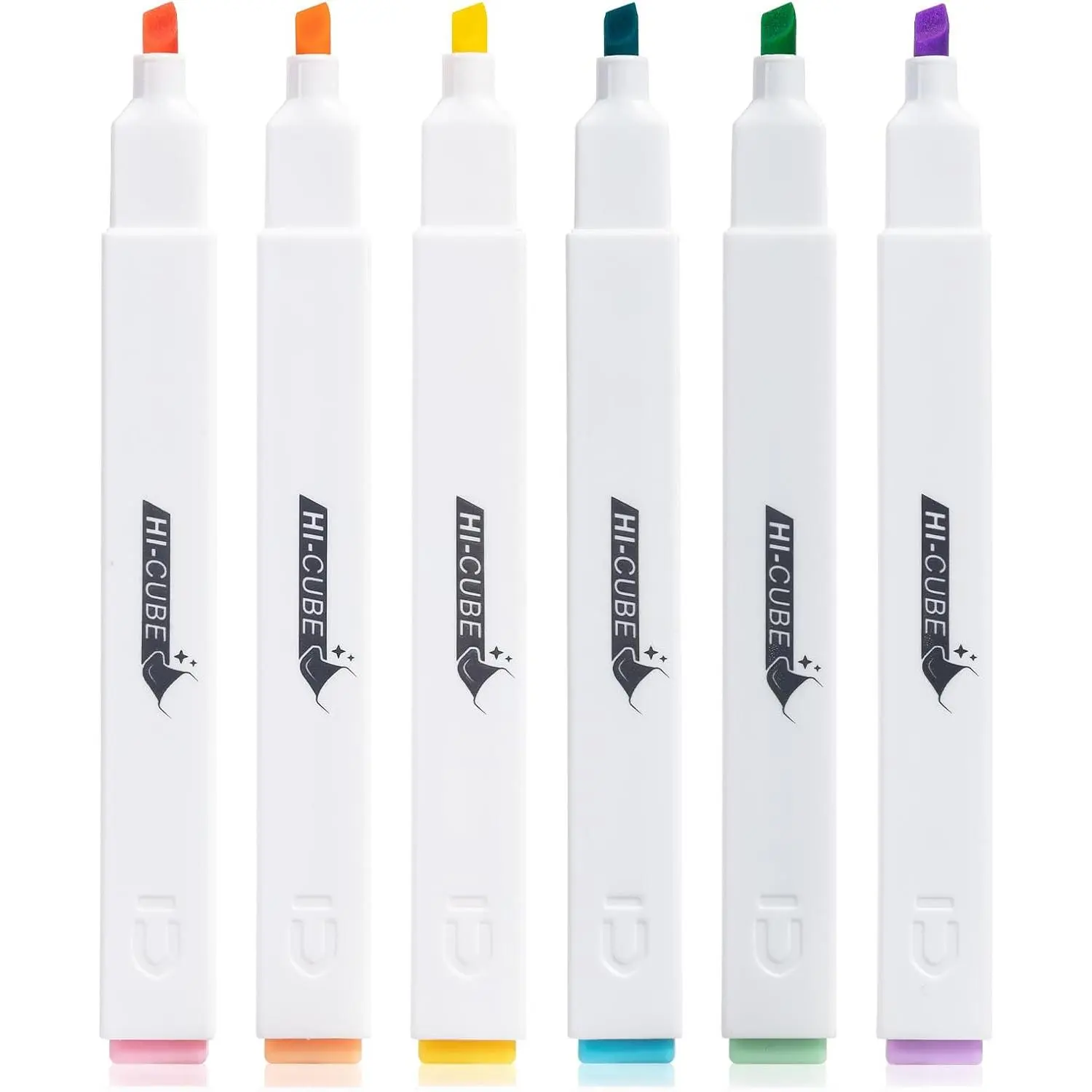 HI-CUBE Highlighters, 6 Pack Pastel Colors, Soft-Nib Chisel Tip with  Rectangular Barrel Design, No Bleed Highlighters for Journaling, Planners, Study Notes, Creative Writing & School Supplies