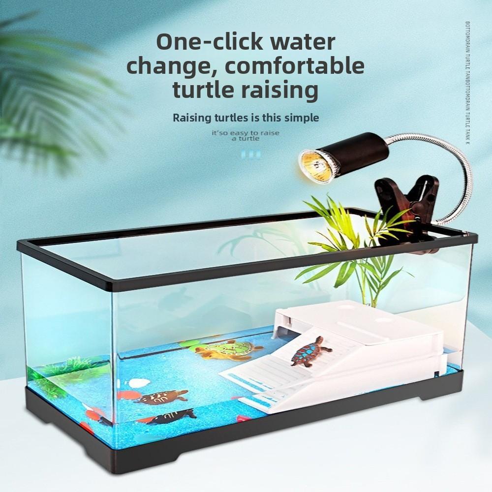 Turtle Tank Home Living Room Small Turtle Tank Mini Villa Breeding Box with Basking Platform Special Tank Ecological Fish Tank