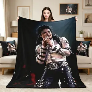 MJ King Of Pop Michael Jackson Blanket, Quality Soft Throw Blanket, Winter Flannel Blanket For Kids And Adult, Cozy Home Decor Funny Bedspread, Warm Bed Sofa Blanket Gift