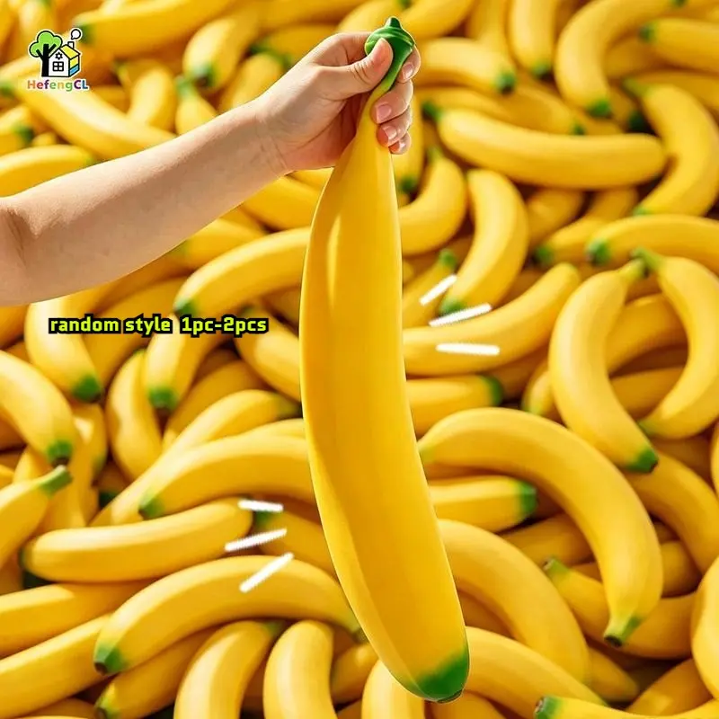 Super sized simulated banana soft rubber toy, giant large-sized stress relieving toy, fun and realistic desktop decoration, cute sensory squeezing banana squeezing toy, office work and daily relaxation stress relieving gift