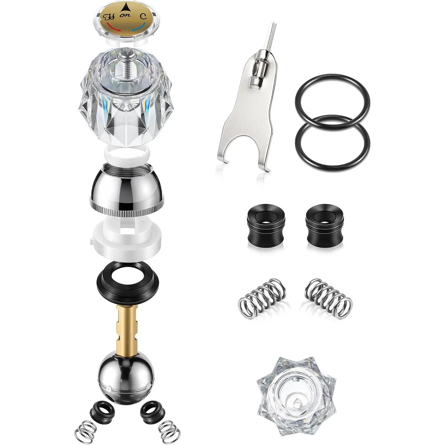 Single Handle Trim Set Compatible with Delta 600 Series,1 Pack,Knob | Complete Faucet Repair Kit Replacement, Compatible with RP212 Stainless Steel Ball Valves
