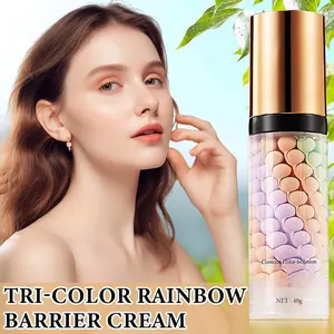 Three Color Rainbow Primer, Hydrating Lightweight Formula, Nourishing Skin Care, Concealer Base, Natural Skin Tone Correction, Brightening Effect