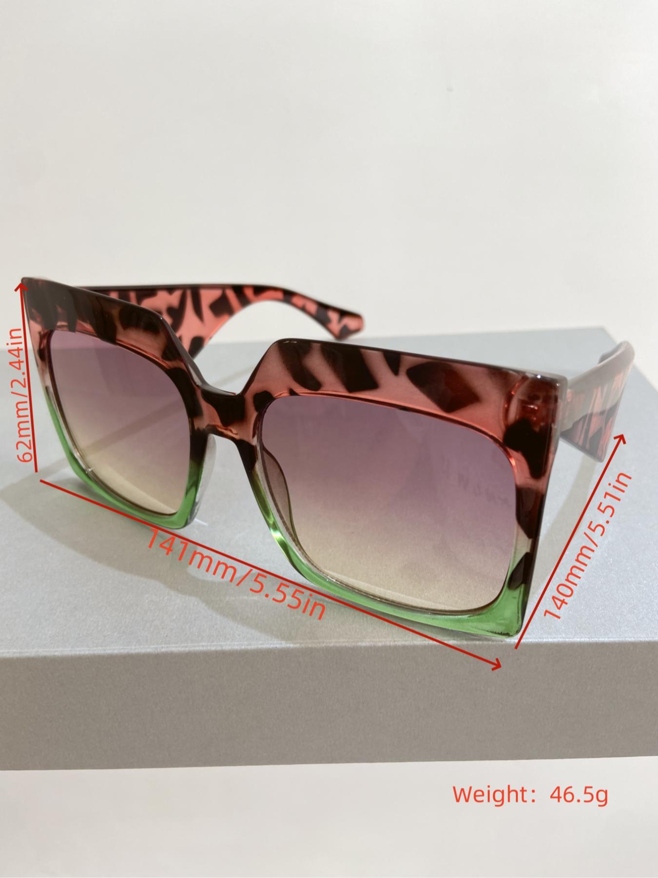 Unisex Street Style Oversized Square Frame Sunglasses, Trendy Tortoiseshell Frame Sunglasses for Everyday Use, Fashion Accessories for Outdoor Activities, Trendy Beach Eyewear