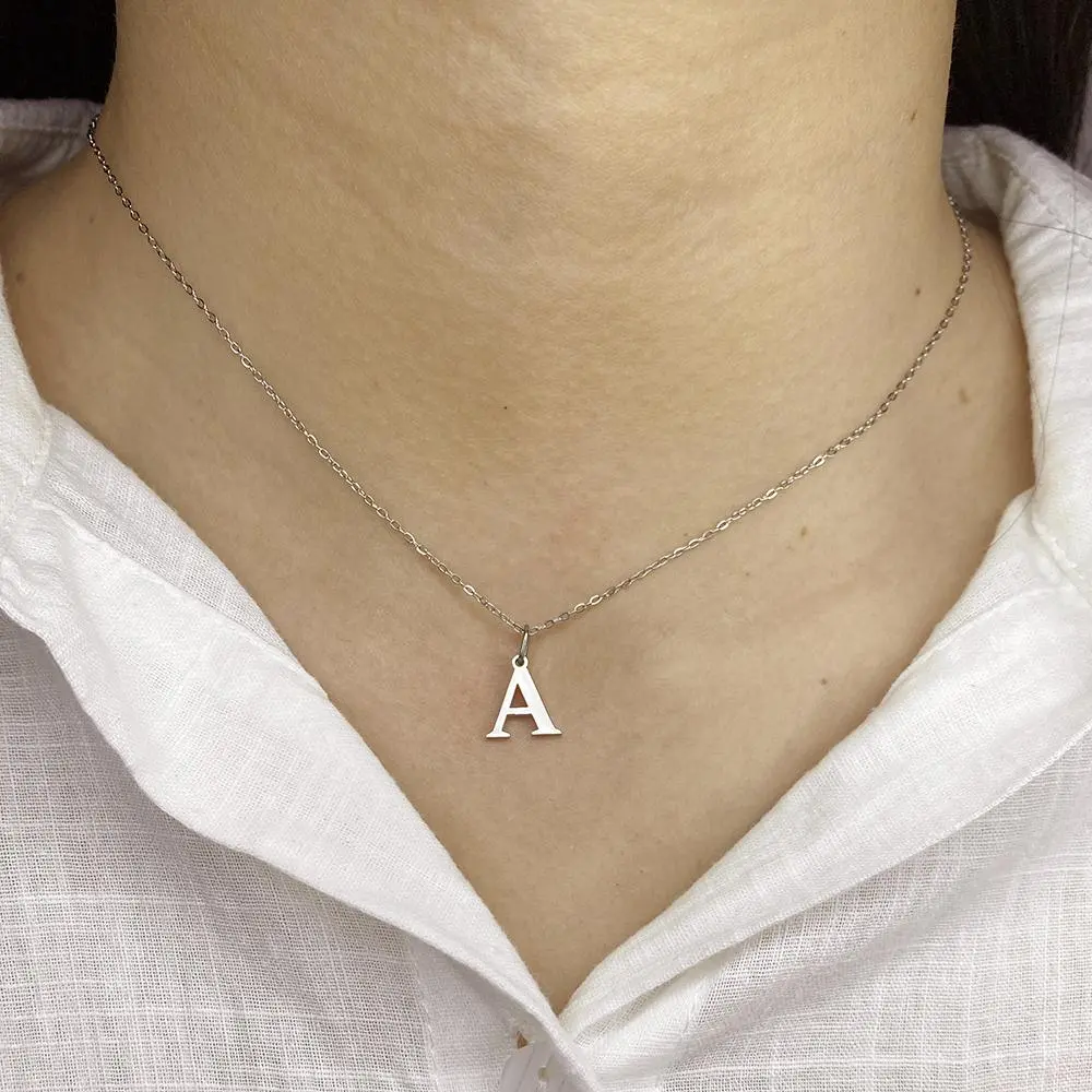 Women's Stainless Steel Initial-Themed Necklace - Personalized Jewelry for Adults, Large Front Letter/Custom Letter Motif Design, Elegant Long Chain Pendant, Ideal for Daily Wear & Birthday Gifts